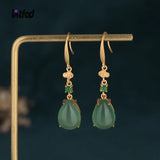 Chalcedony Agate Drop Earrings Retro Palace Style Anniversary Gift