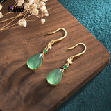 Chalcedony Agate Drop Earrings Retro Palace Style Anniversary Gift