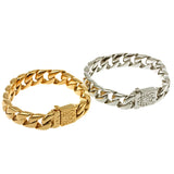 Retro Pattern Bracelet Silver/Gold Stainless Steel 15MM Chain Armband