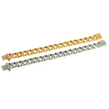 Retro Pattern Bracelet Silver/Gold Stainless Steel 15MM Chain Armband
