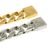 Retro Pattern Bracelet Silver/Gold Stainless Steel 15MM Chain Armband