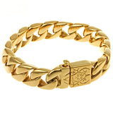 Retro Pattern Bracelet Silver/Gold Stainless Steel 15MM Chain Armband