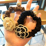 Retro Pearl Camellia Hair Tie Hair Hoop for Women Party