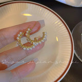 Retro Pearl Earrings Small Fragrant Camellia Niche Sense Early Spring Earrings