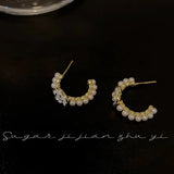 Retro Pearl Earrings Small Fragrant Camellia Niche Sense Early Spring Earrings