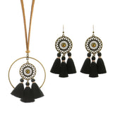 Bohemian Necklace Earring Set for Women, Retro Style