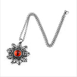 Creative Red Eye Flame Sun Flower Pendant Men's Necklace