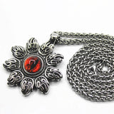 Creative Red Eye Flame Sun Flower Pendant Men's Necklace