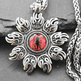 Creative Red Eye Flame Sun Flower Pendant Men's Necklace