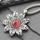 Creative Red Eye Flame Sun Flower Pendant Men's Necklace
