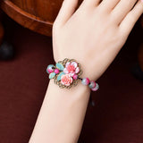 Pink Beaded Ethic Bracelet Personalized Hand-woven Gift