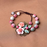 Pink Beaded Ethic Bracelet Personalized Hand-woven Gift