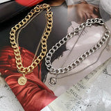 Retro Exaggerated Thick Chain Necklace Double-layer Hip-hop Style