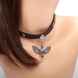 Retro Punk Collar Necklace Woman Harajuku Pu Leather Rivets Choker