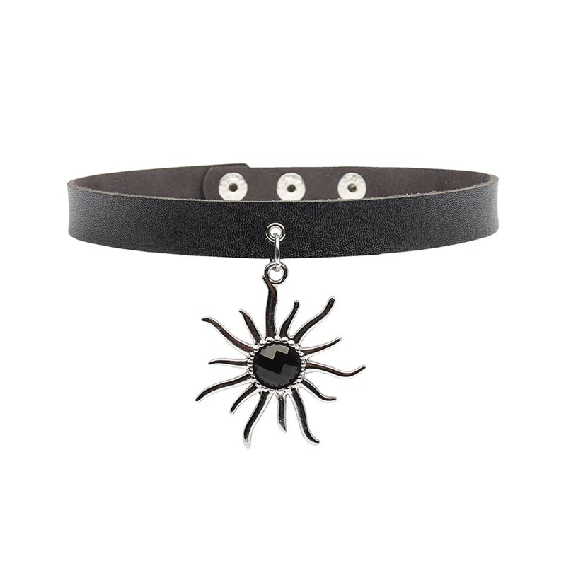 Retro Punk Collar Necklace Woman Harajuku Pu Leather Rivets Choker