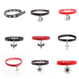 Retro Punk Collar Necklace Woman Harajuku Pu Leather Rivets Choker