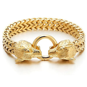 Punk Wolf Head Charm Bracelet Men's Stainless Steel High Rock Rider Jewelry Gift
