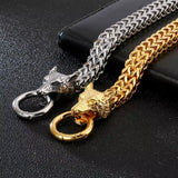 Punk Wolf Head Charm Bracelet Men's Stainless Steel High Rock Rider Jewelry Gift