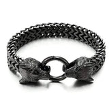 Punk Wolf Head Charm Bracelet Men's Stainless Steel High Rock Rider Jewelry Gift