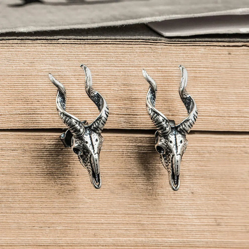 925 Sterling Silver Sheep Head Stud Earrings Skull Animal Earring