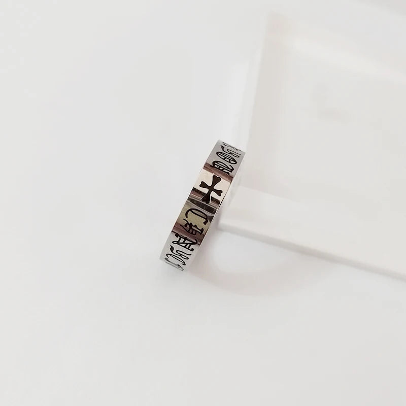Retro Punk Cross Couple Ring Stainless Steel Vintage Wedding Jewelry Gift
