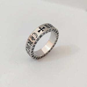 Retro Punk Cross Couple Ring Stainless Steel Vintage Wedding Jewelry Gift
