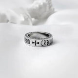 Retro Punk Cross Couple Ring Stainless Steel Vintage Wedding Jewelry Gift