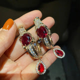Leopard Earrings Red Crystal Wedding Jewelry
