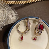Leopard Earrings Red Crystal Wedding Jewelry