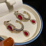 Leopard Earrings Red Crystal Wedding Jewelry