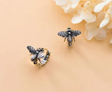 925 Silver Bee Chain Hoop Huggie Earrings