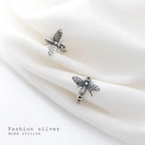 925 Silver Bee Chain Hoop Huggie Earrings