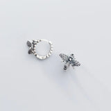 925 Silver Bee Chain Hoop Huggie Earrings