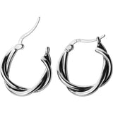 925 Sterling Silver Braid Roped Hoop Earrings GTLE2588