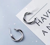 925 Sterling Silver Braid Roped Hoop Earrings GTLE2588