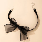 Red Lace Choker Necklace for Women Gothic Dark Girl Bow Collar