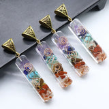 Retro Reiki Healing Chips Stone Natural Crystal Gravel 7 Chakra Pendant