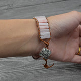 Geometric Wrap Pink Quartz Reiki Rose Crystal Bracelet