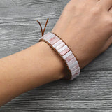 Geometric Wrap Pink Quartz Reiki Rose Crystal Bracelet
