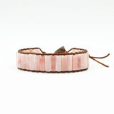 Geometric Wrap Pink Quartz Reiki Rose Crystal Bracelet