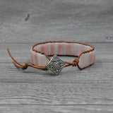 Geometric Wrap Pink Quartz Reiki Rose Crystal Bracelet
