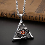 Retro Religious Style Triangle Eye Masonic Men's High Metal Pendant Necklace