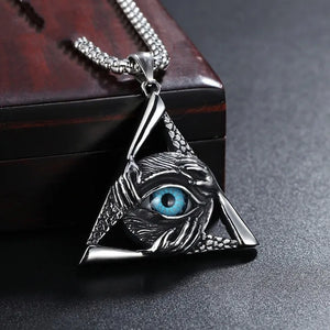 Retro Religious Style Triangle Eye Masonic Men's High Metal Pendant Necklace