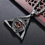 Retro Religious Style Triangle Eye Masonic Men's High Metal Pendant Necklace