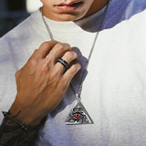 Retro Religious Style Triangle Eye Masonic Men's High Metal Pendant Necklace