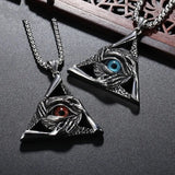 Retro Religious Style Triangle Eye Masonic Men's High Metal Pendant Necklace