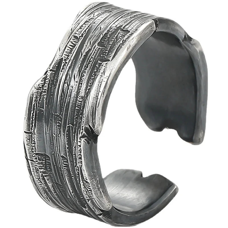Retro Ring Men's Finger Accessories Hip Hop Open Ring Silver 925 Sterling