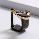 Natural Amethyst Ring for Women Irregular Jewelry Italian Ring
