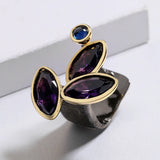 Natural Amethyst Ring for Women Irregular Jewelry Italian Ring