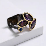 Natural Amethyst Ring for Women Irregular Jewelry Italian Ring